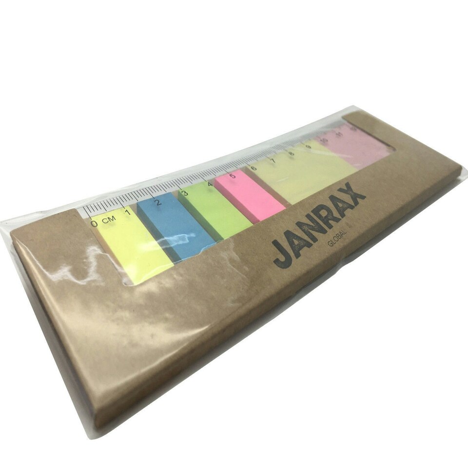image 1 of Pack of 12 Sticky Notes Set with Rule - Desk Office School Stationery Page Markers