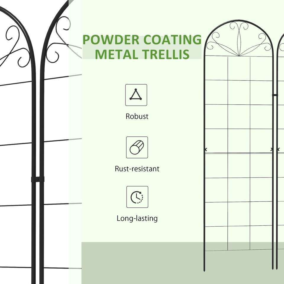 image 1 of Outsunny Set of 2 Metal Trellis for Climbing Plants, Grid Design, 50 x 180cm