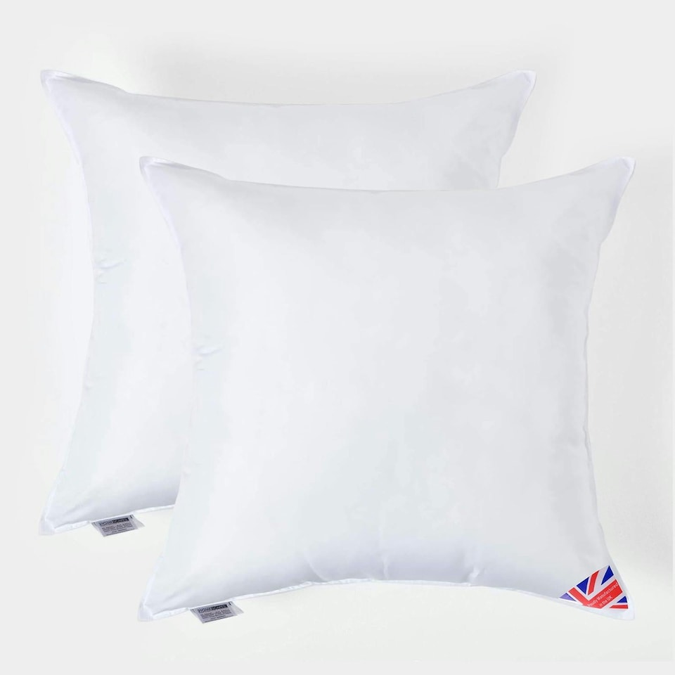 image 1 of Homescapes Luxury Super Microfibre Cushion Pad Insert Inner 80 x 80 cm (32 x 32 inches) - Pack of 2 | White | 80 x 80 cm (32 x 32")