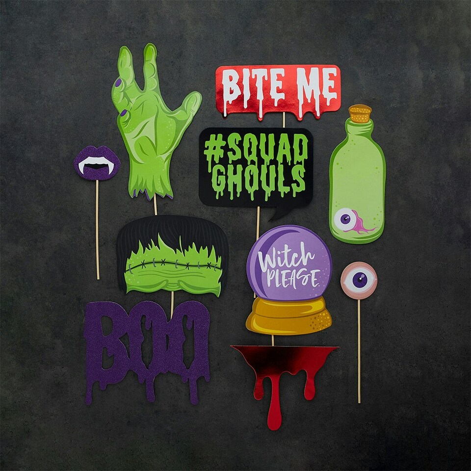 image 1 of Halloween Photo Booth Props - Pack of 10