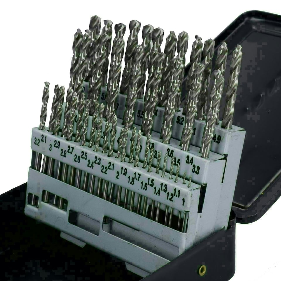 image 1 of Metric HSS G Drill Bit Set Split Point Drills in 0.1mm Increments 1mm - 6mm 51pc