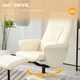 image 5 of HOMCOM PU Leather Armchair and Footrest Swivel Recliner w/ Ottoman Cream White