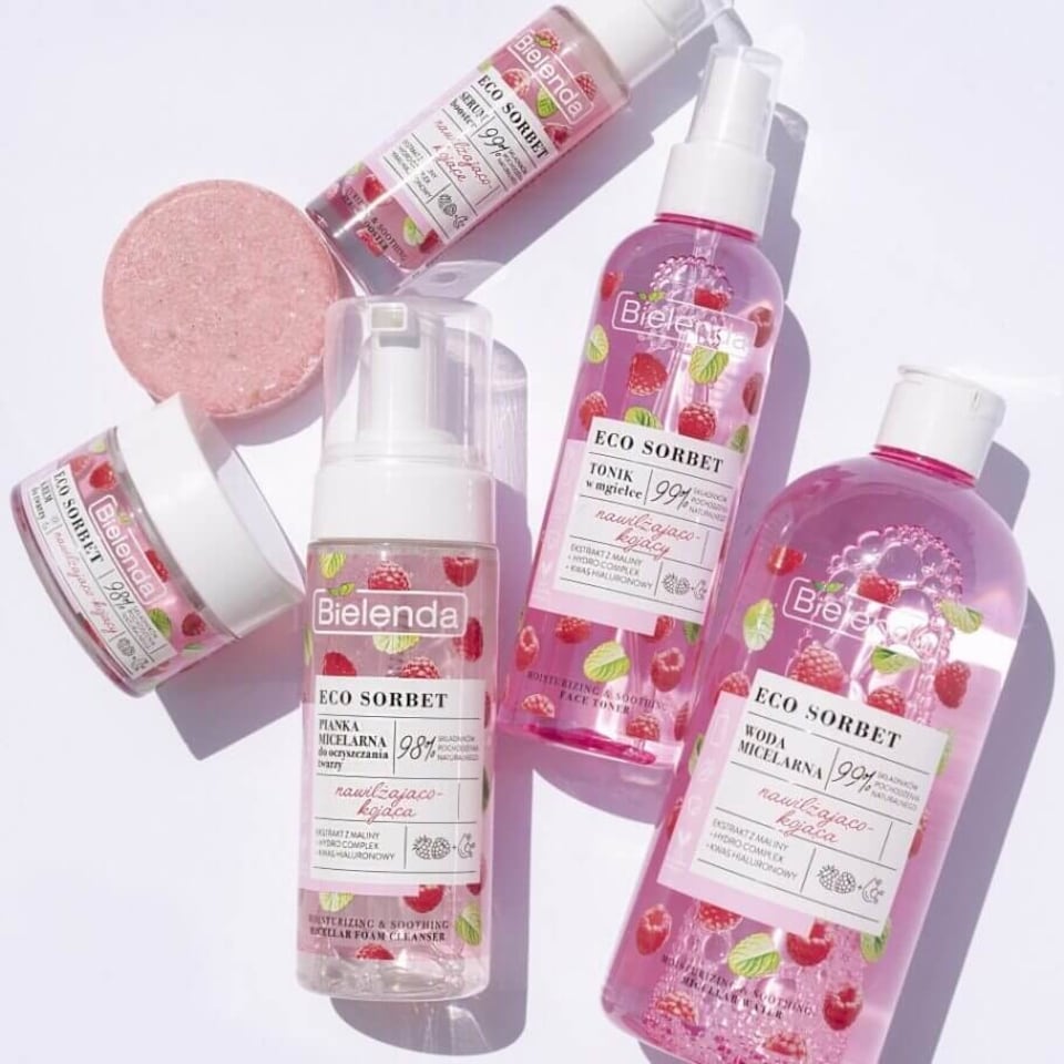 image 1 of Bielenda Eco Sorbet Raspberry Moisturising Soothing Micellar Cleansing Foam 150ml