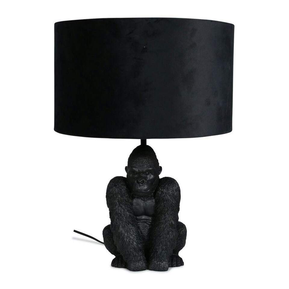 image 1 of ValueLights Gus Painted Black Table Lamp with Medium Black Drum Shade