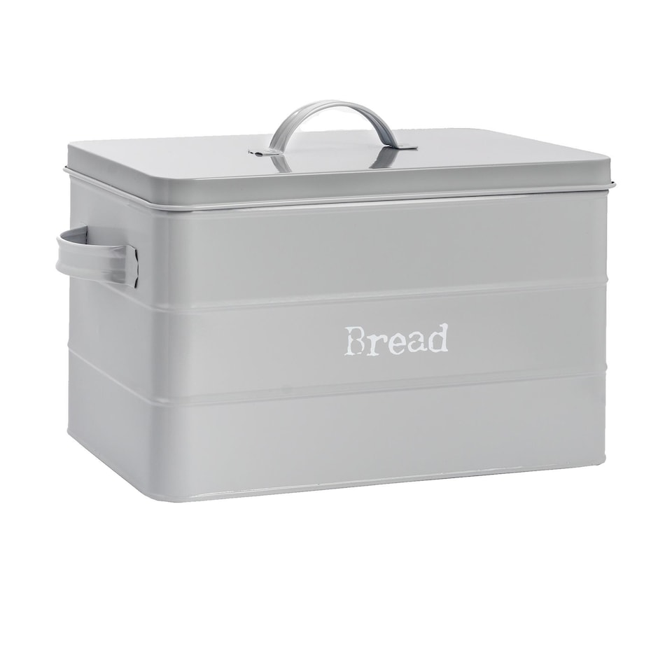 image 1 of Harbour Housewares Vintage Metal Kitchen Bread Bin - Grey