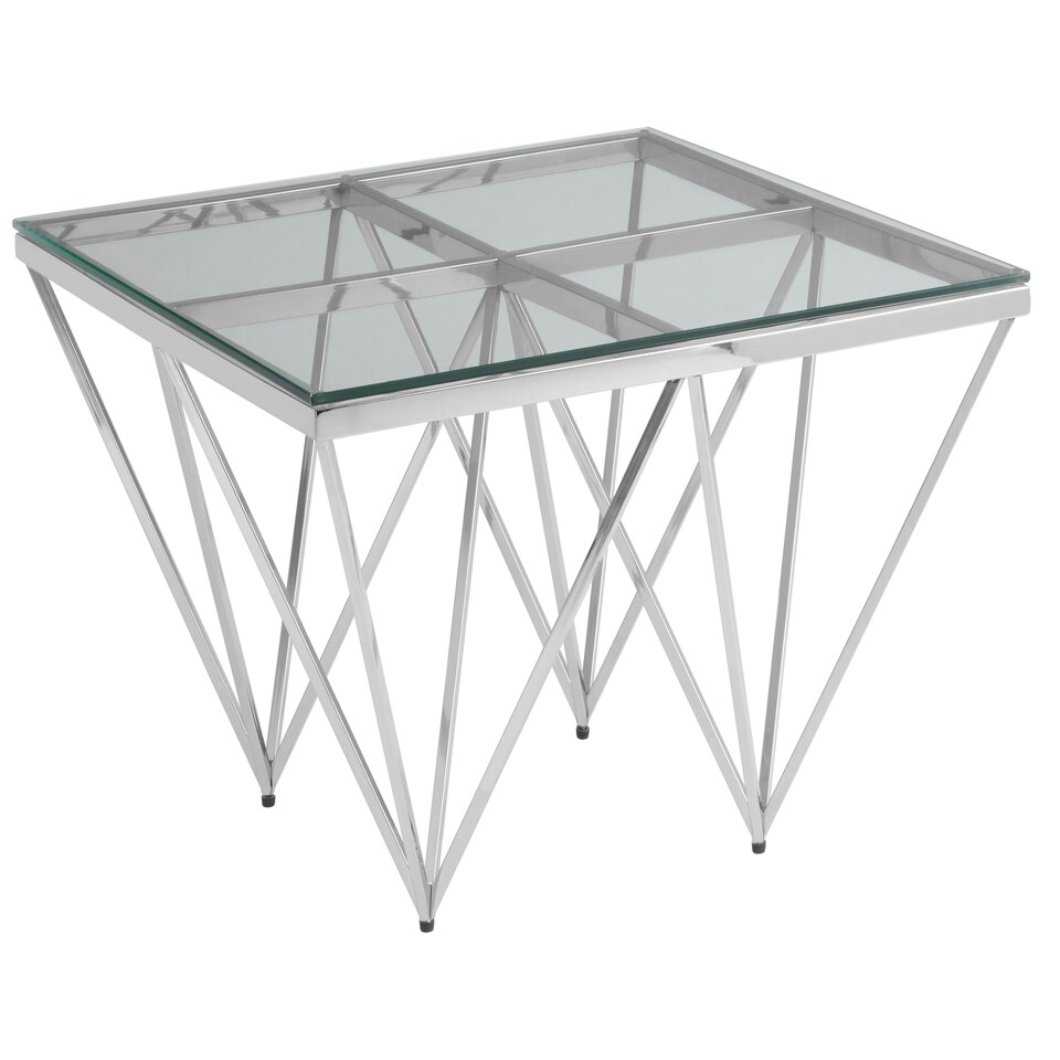 image 1 of Sleek Spike Base Coffee Table, Silver Finish Modern Coffee Table For Livingroom, Durable Decorative Table Silver