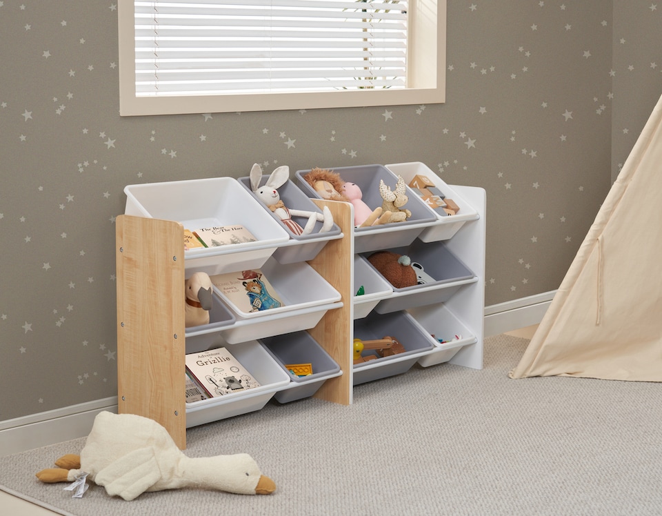 image 1 of Kids Storage Shelf Children's Toy Storage Organiser with 6x Toy Boxes