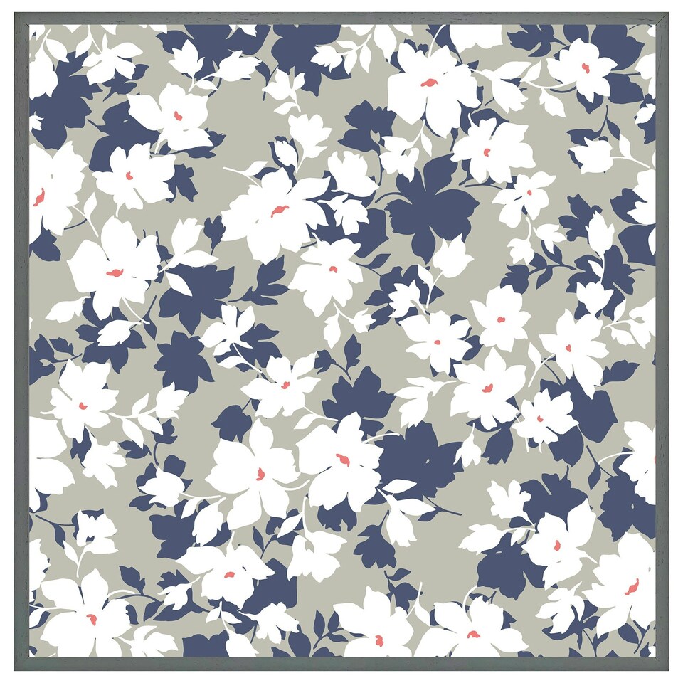 image 1 of Grey, purple & white flowers (Picture Frame) Brown | Oak | XS