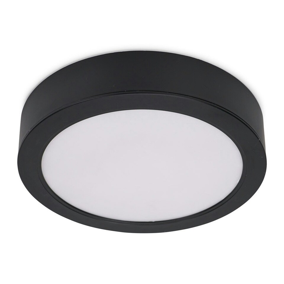image 1 of ValueLights Lacey Black Round IP44 Bathroom Flush or Recessed Integrated LED Ceiling Light