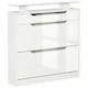 image 1 of HOMCOM Shoe Storage Cabinet, Shoe Cupboard with Slide Out Drawer, 2 Flip Doors, Tempered Glass Top and Adjustable Shelves for 16 Pairs of Shoes, White