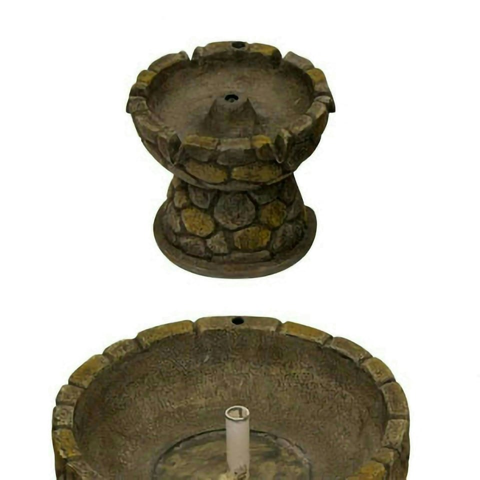 image 1 of Primrose Solar Powered Bird Bath Cobbled Stone Effect Water Feature 68cm