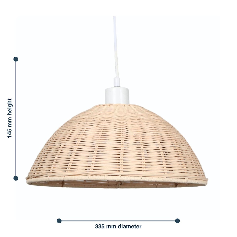 image 1 of Set of 2 Colette - Rattan Dome Pendant Lightshades | Cream | Large | 2