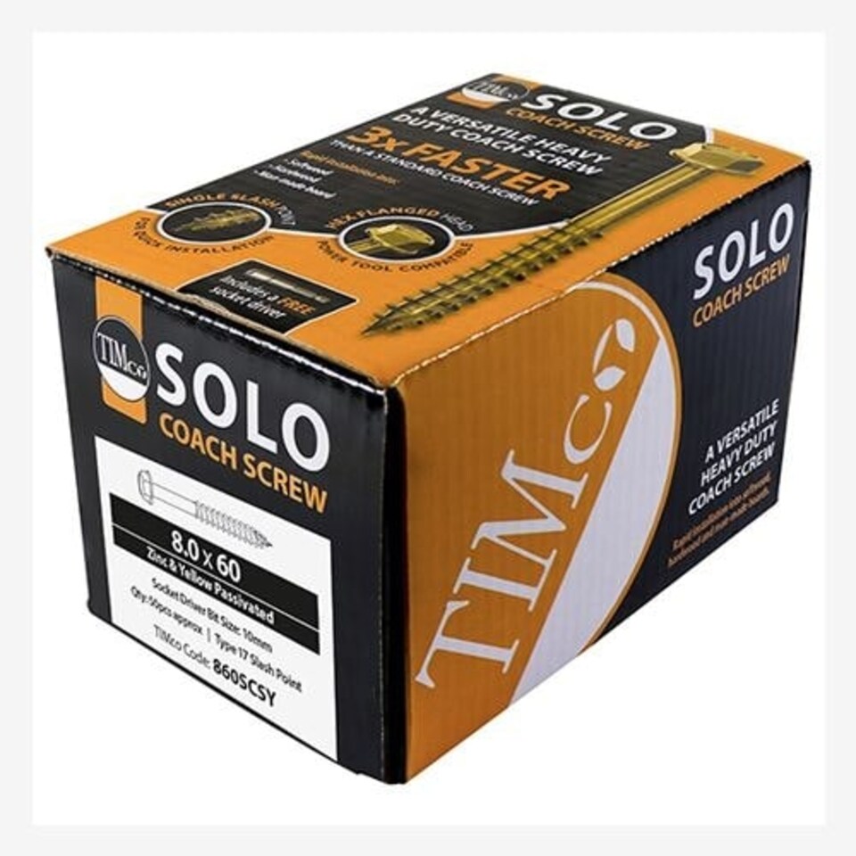 image 1 of Timco - Advanced Coach Screws - Hex Flange - Yellow (Size 12.0 x 100 - 25 Pieces)