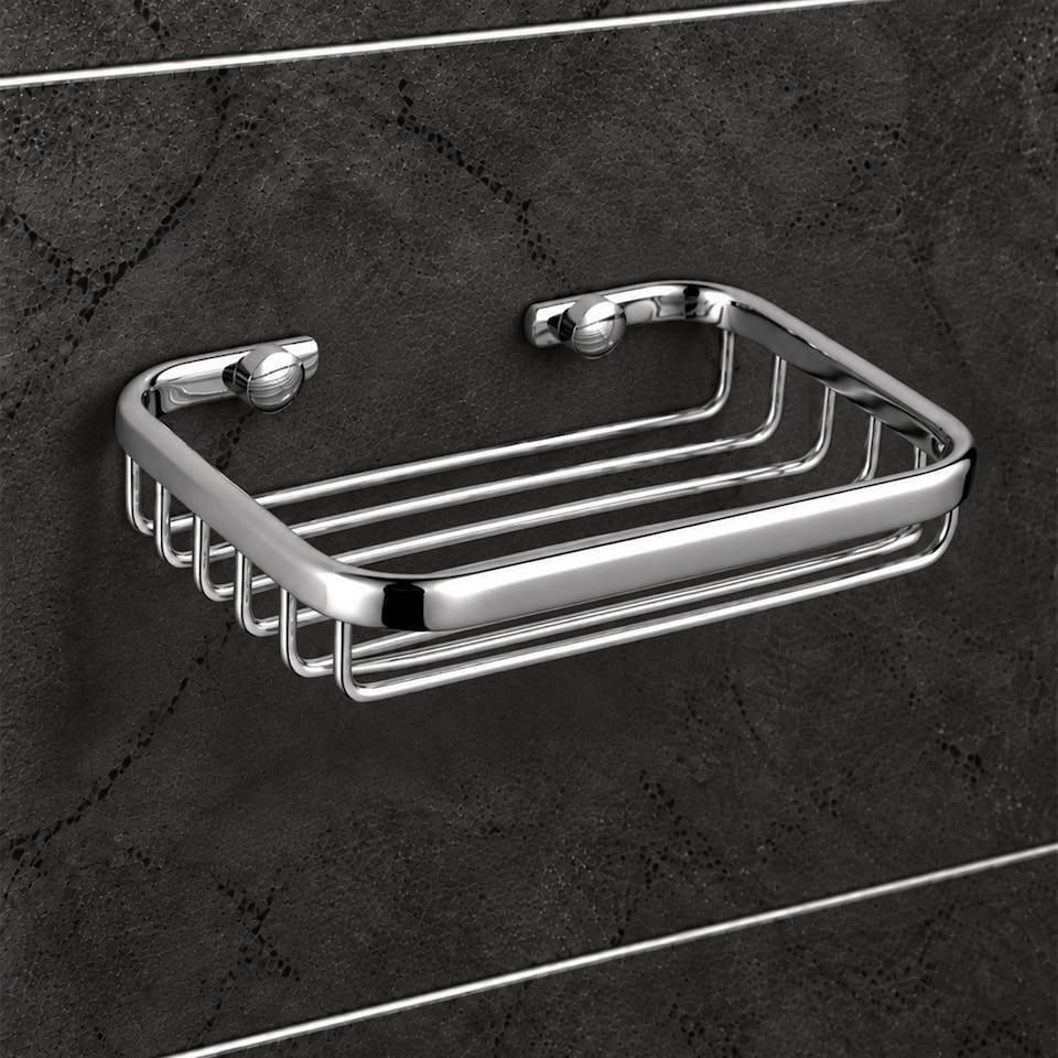 image 1 of Showerdrape Clasico Wall Mounted Stainless Steel Chrome Soap Basket | Silver | 1