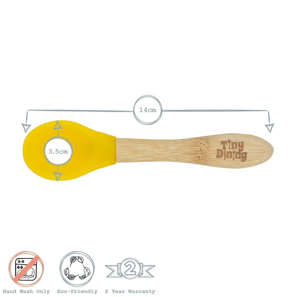 image 1 of Tiny Dining Children's Bamboo Silicone Tip Spoon - Yellow