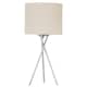 image 2 of Set of 2 Tripod - Polished Chrome Lamps with Natural Linen Shade Chrome | Brown