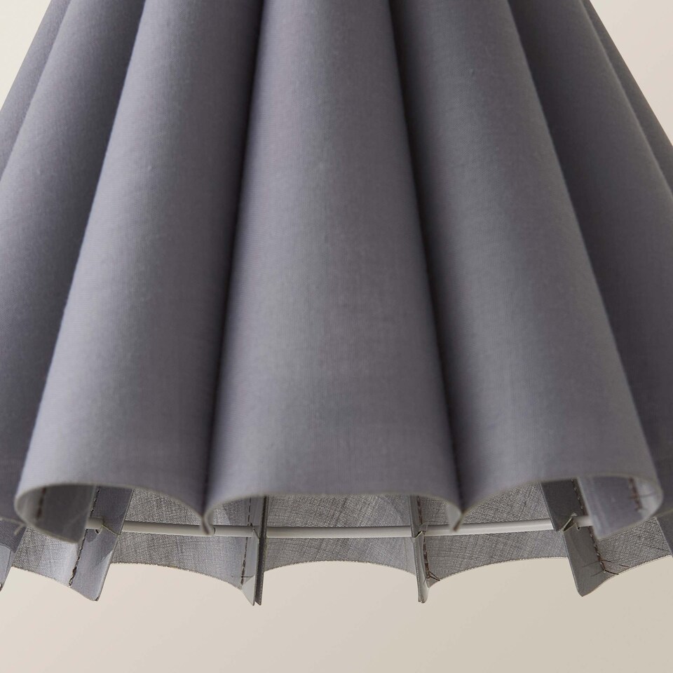 ValueLights Lauren Grey Fabric Pleated Scallop Edge Tapered