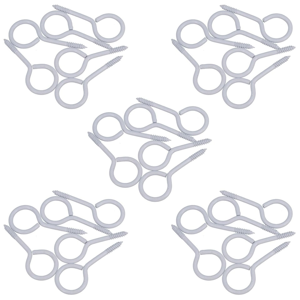 image 1 of Screw Eye Hooks Fasteners Picture Curtain Hanger 18mm Hook 60mm Length 30pc
