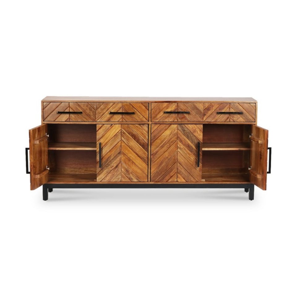 image 1 of Parquet Large 170 cm Sideboard - Mango Wood/Iron - L40 x W170 x H80 cm - PP Finish | Brown