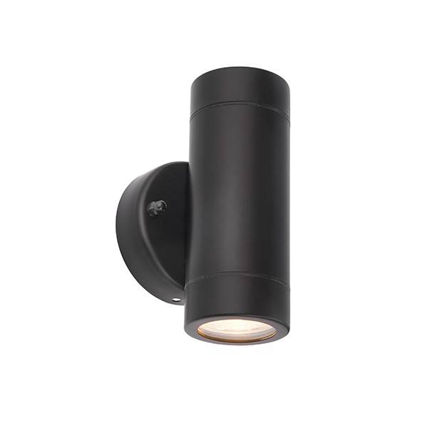 Netlighting Palin 2 Light Outdoor Wall Light Matt Black Glass IP44 GU10