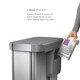 image 6 of Simplehuman 58L Recycling Rectangular Pedal Bin with Liner Pocket, Brushed Stainless Steel with Black Plastic Lid