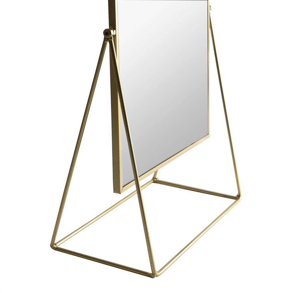 image 1 of Harbour Housewares 32 x 50cm Rectangle Makeup Mirror - Gold - Dressing Table Mirror Bathroom Mirror Vanity Mirror Tabletop Mirror | Gold | Gold | 50 x 32 x 16.5 CM | 1