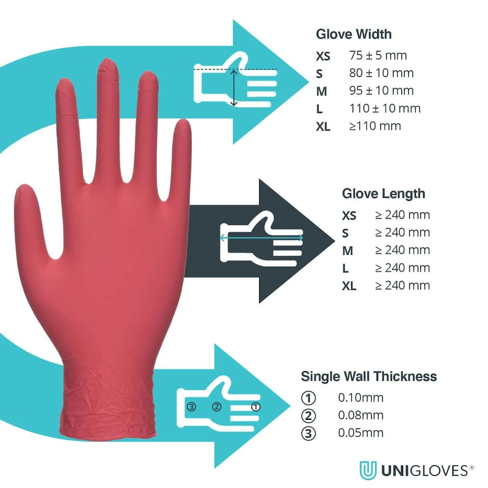 image 1 of Unigloves Red Pearl Box of 100 Nitrile Gloves