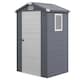 image 1 of Outsunny 4 x 3ft Plastic Garden Storage Shed with Foundation Kit, Polypropylene Outdoor Storage Tool House with Ventilation Slots and Lockable Door, Grey
