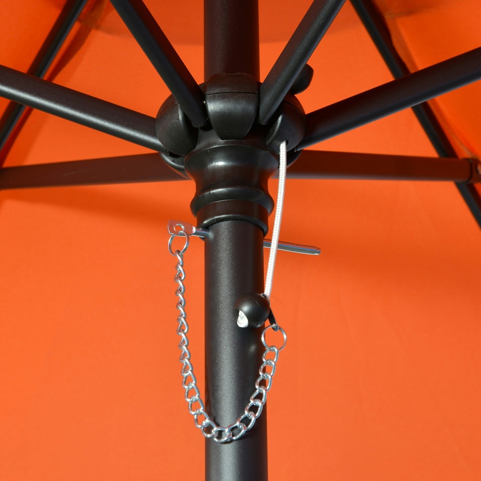image 1 of Outsunny 2m Parasol Patio Umbrella, Outdoor Sun Shade with 6 Ribs Orange