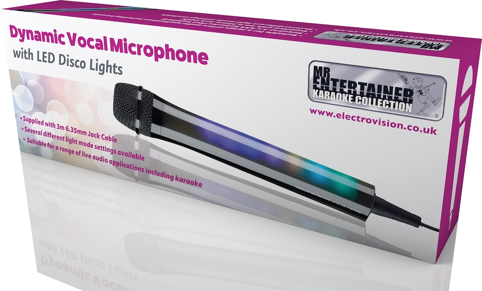 image 1 of Mr Entertainer Dynamic Vocal Microphone with LED Lights Black