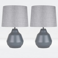 First Choice Lighting Pair of Grey 39cm Touch Lamps with Grey Shades Grey | Grey