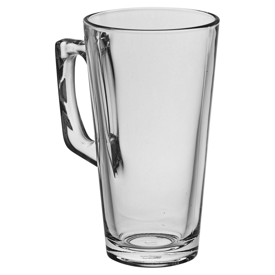 image 1 of Vela Glass Coffee Mugs With Handle Drinking Glass Tea Juice Tall 385ml | Clear | Clear | Set of 4