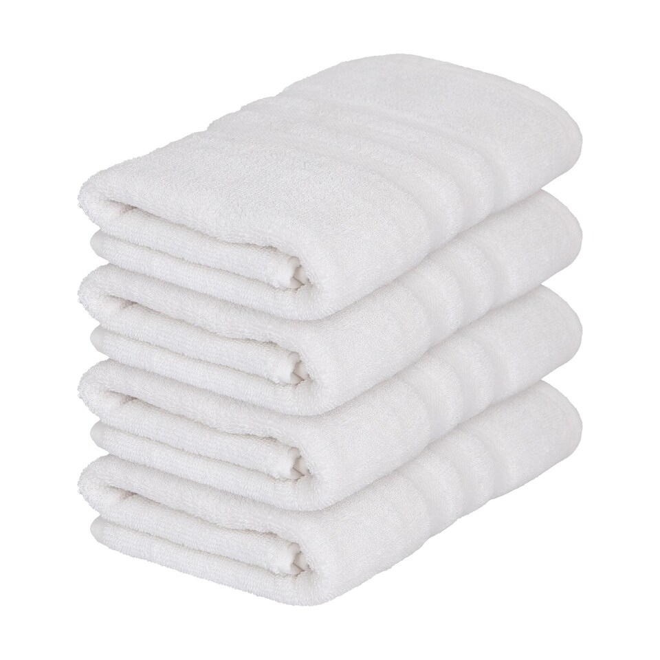 image 1 of Nicola Spring Cotton Hand Towels - 90cm x 50cm - White - Pack of 4