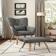 image 2 of Living and Home Classic Linen Oak Wood Legs Leisure Armchair with Cushion and Footstool - Dark Grey 60*50*100cm Grey