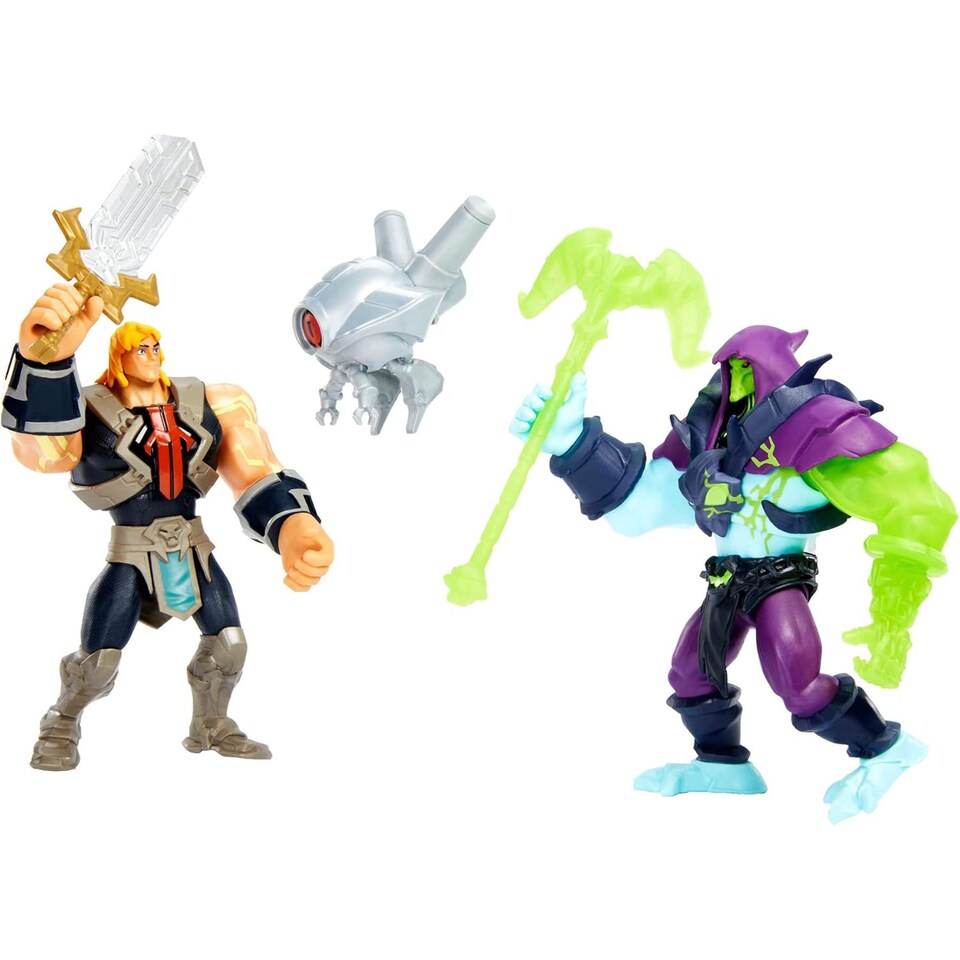 image 1 of He-Man Battle For Eternia Action Figure 2 Pack | Masters of the Universe Collectible MOTU Figures with Weapons & Display Nameplates