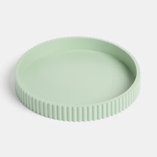 OHS Ribbed Round Decorative Tray Table Organiser Countertop Storage