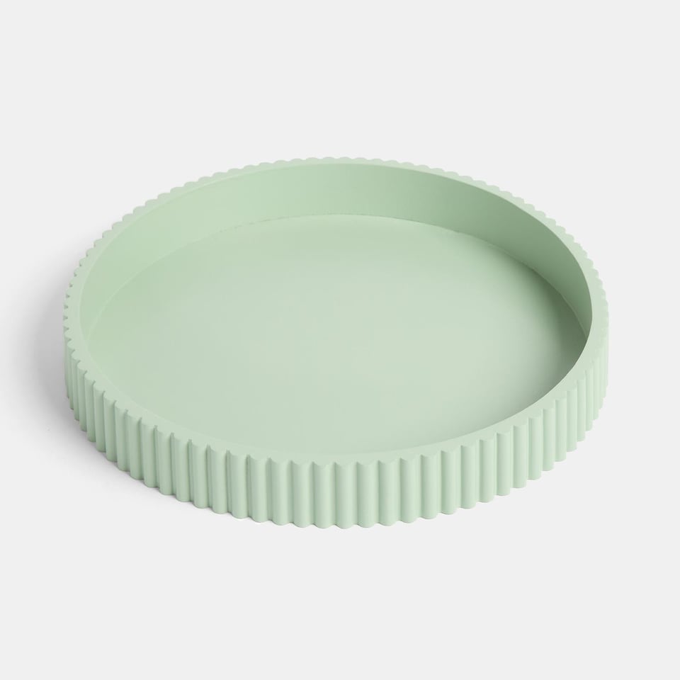 image 1 of OHS Ribbed Round Decorative Tray Table Organiser Countertop Storage
