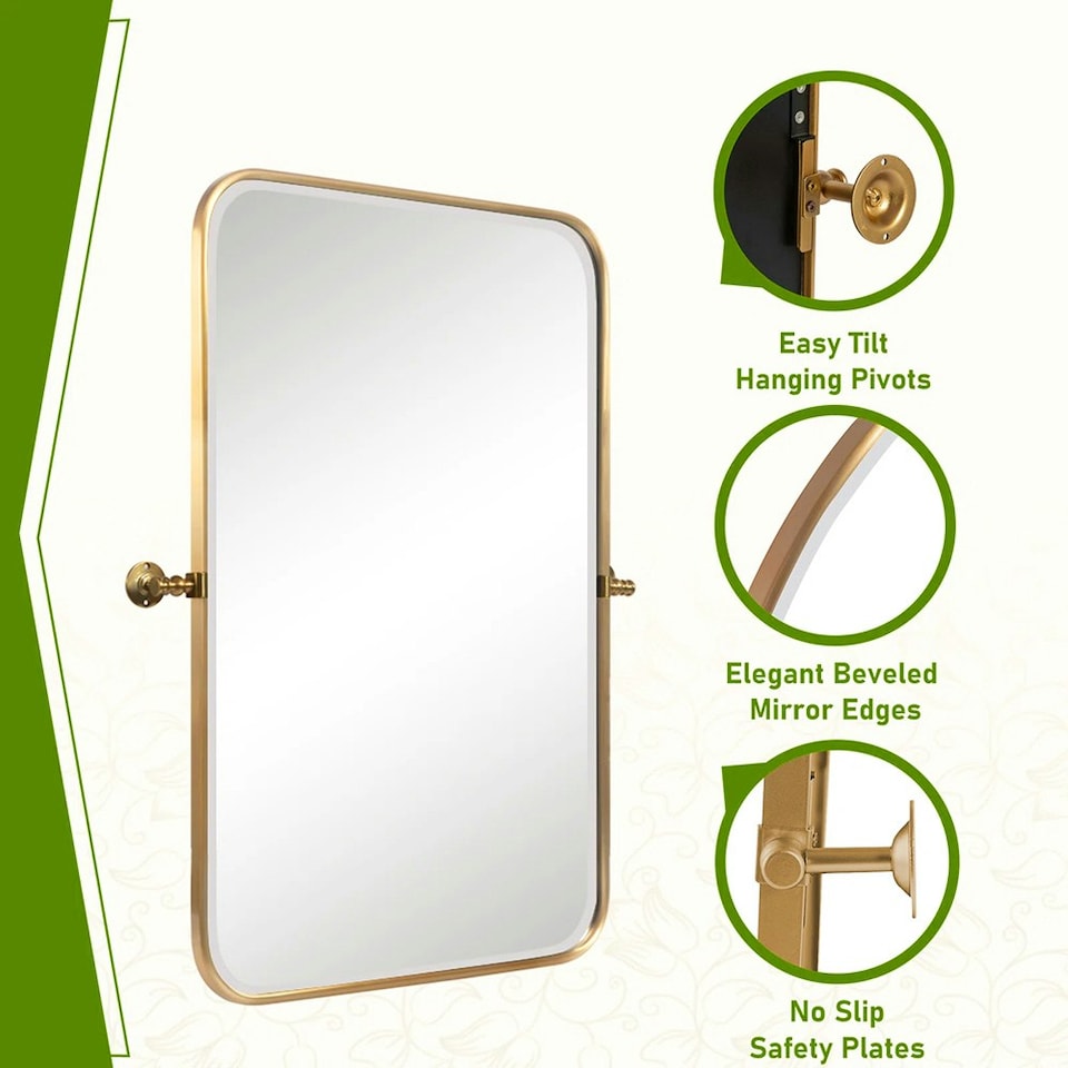 image 1 of Living and Home Modern American Metal Decorative Wall Mounted Mirror - 70*92cm Gold