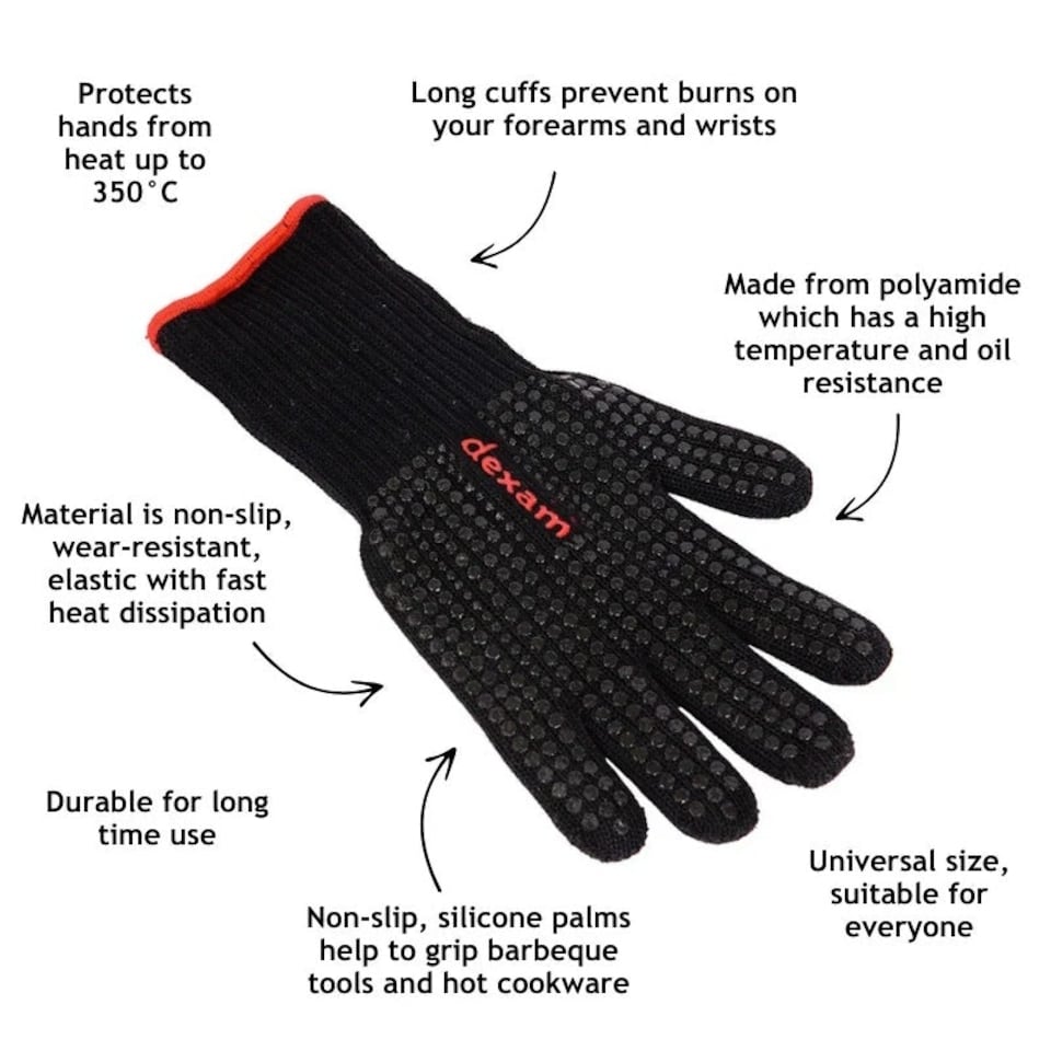image 1 of Dexam Heat Resistant Grilling Glove Black