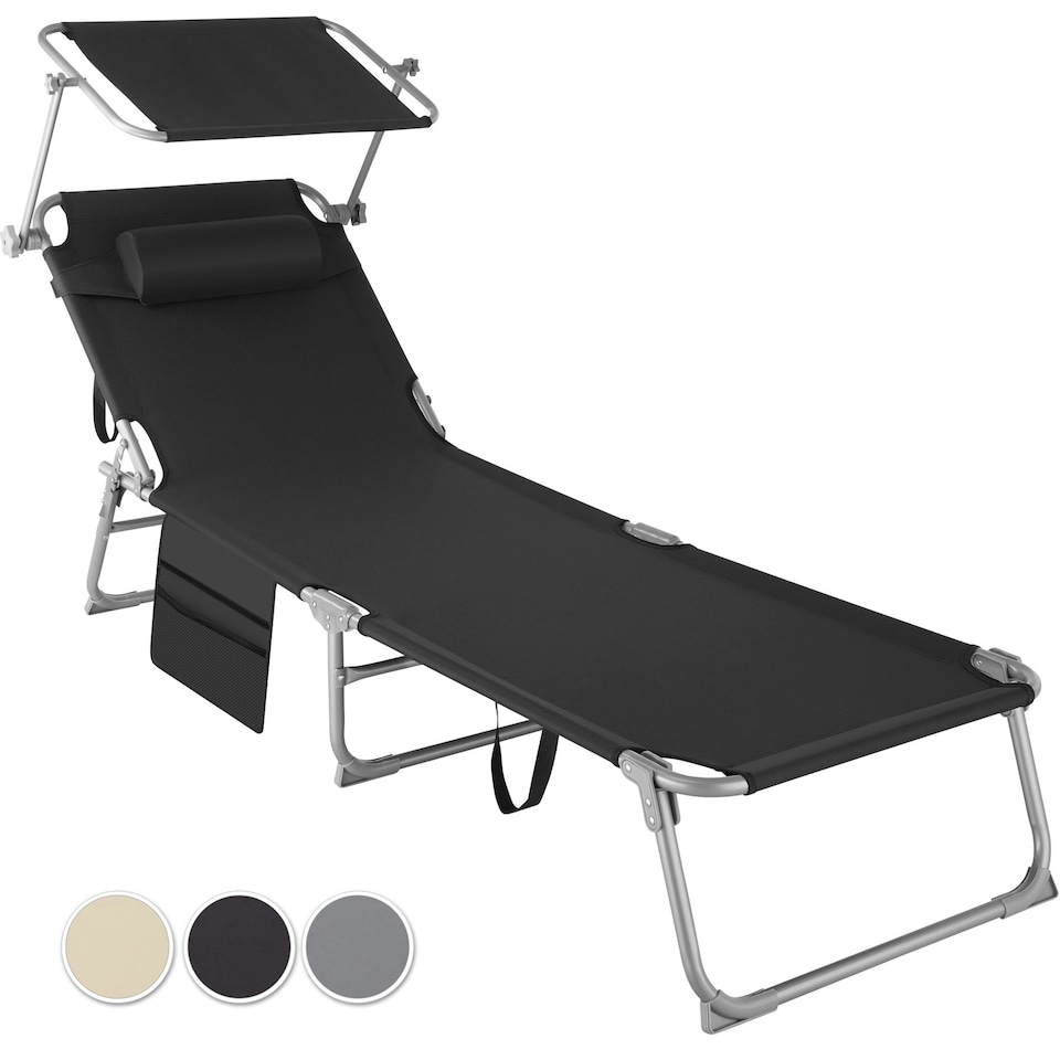 image 1 of Sun Lounger - foldable with sun canopy | Grey | grey | 1
