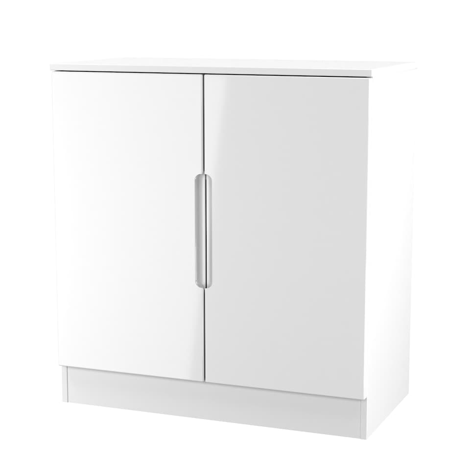 image 1 of Lucca 2 Door Cabinet in White Gloss & White Matt (Ready Assembled) | White | White Gloss & White Matt