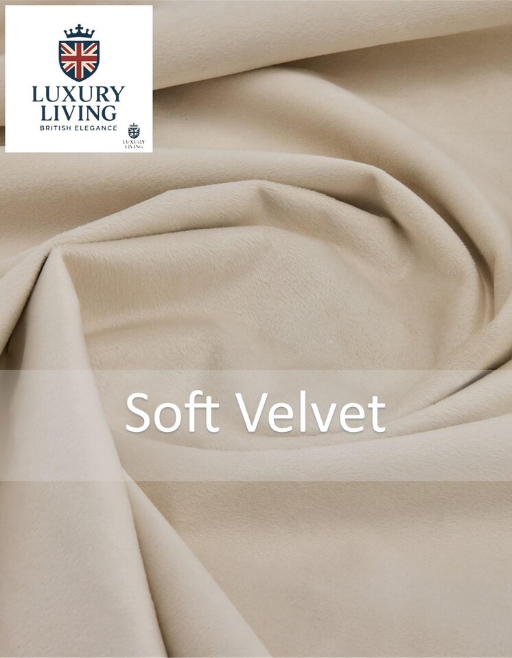 image 1 of Triple Woven Blackout Velvet Ring Top Curtains with Cascading Diamante Studs 168cm x 229cm Cream | Cream | Cream | 1