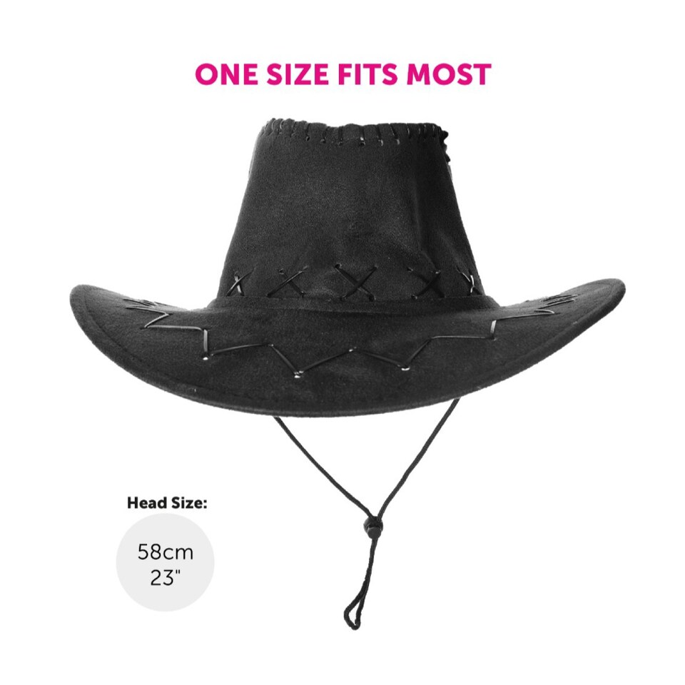 image 1 of Wild Western Costume 3 Pcs with Black Suede Hat | Multi | One Size