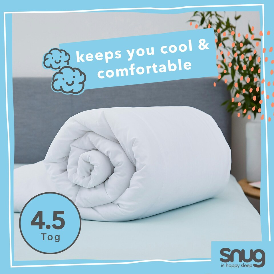 image 1 of Snug Chill Out 4.5 Tog Duvet and Pillow Pair Bundle Set White | Double with Pillow Pair