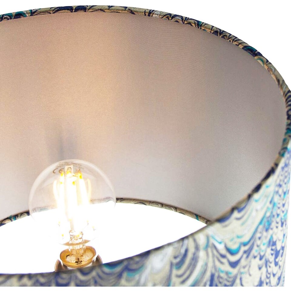 image 1 of Contemporary and Vivid Peacock Print 40cm Table-Pendant Lampshade in Soft Cotton | Multi