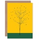image 1 of Bare Winter Tree Birds Green Yellow Art Blank Card