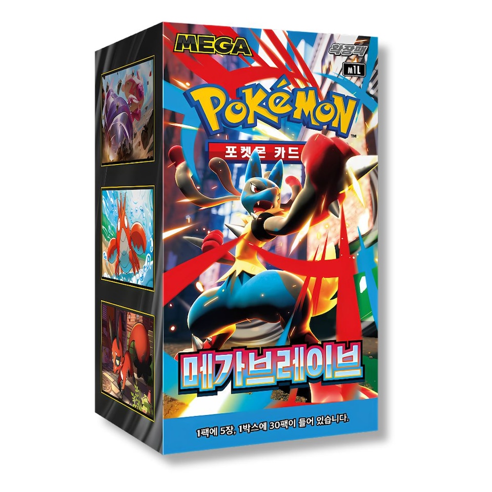 image 1 of Pokemon Cards Mega Brave Booster Box x 30 Pokemon Packs Korean Mega Evolutions - TCYM Import