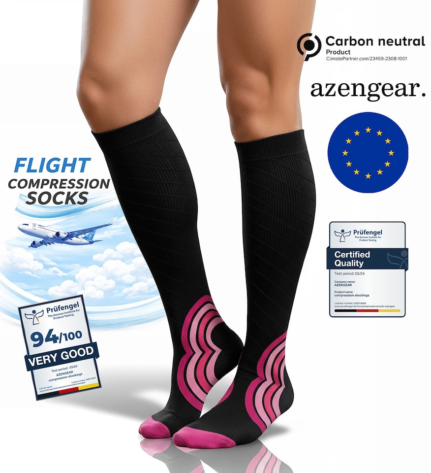 image 1 of aZengear Compression Socks for Women and Men - Seamless Toe, Padded Heel and Sole