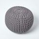 image 3 of Homescapes Sea Grey Round Cotton Knitted Pouffe Footstool - 35 x 40 cm | Grey | H 35cm x W 40cm
