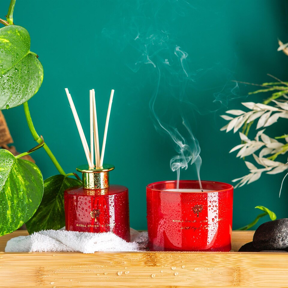 image 1 of Nicola Spring Soy Wax Scented Candle - 350g - Wild Fig & Cassis | Red | Red